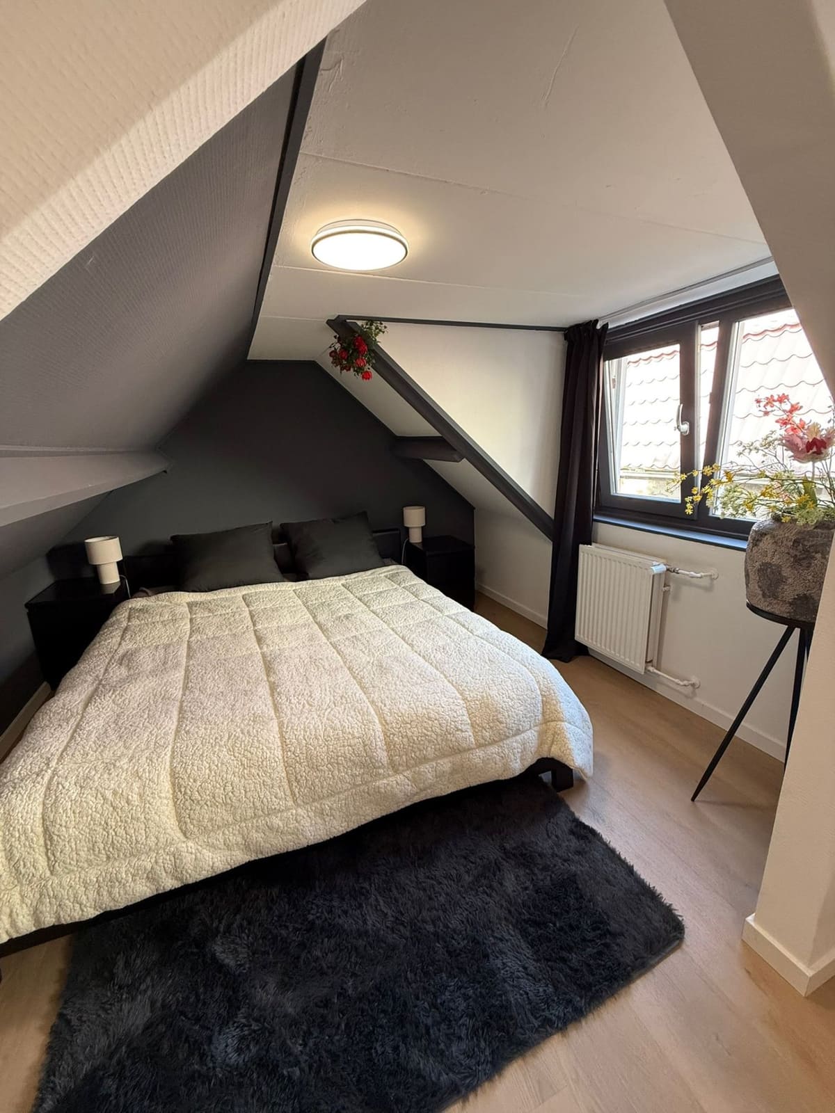 Slaapkamer onder het schuine dak